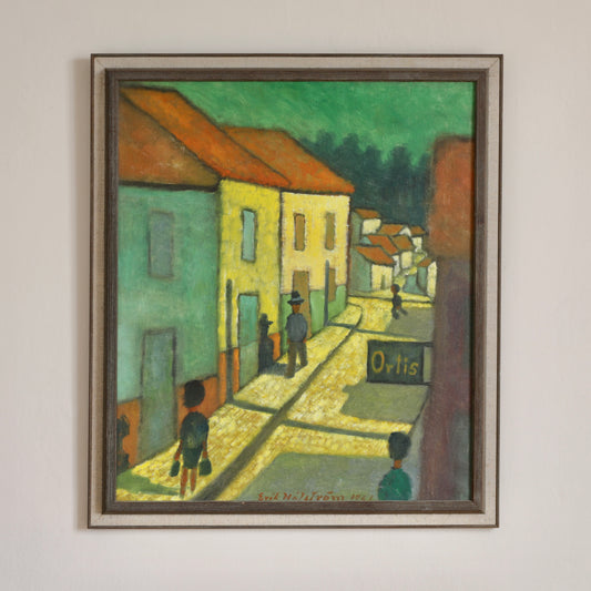 Vintage Mid Century Art Oil Painting By E Håfström From Sweden