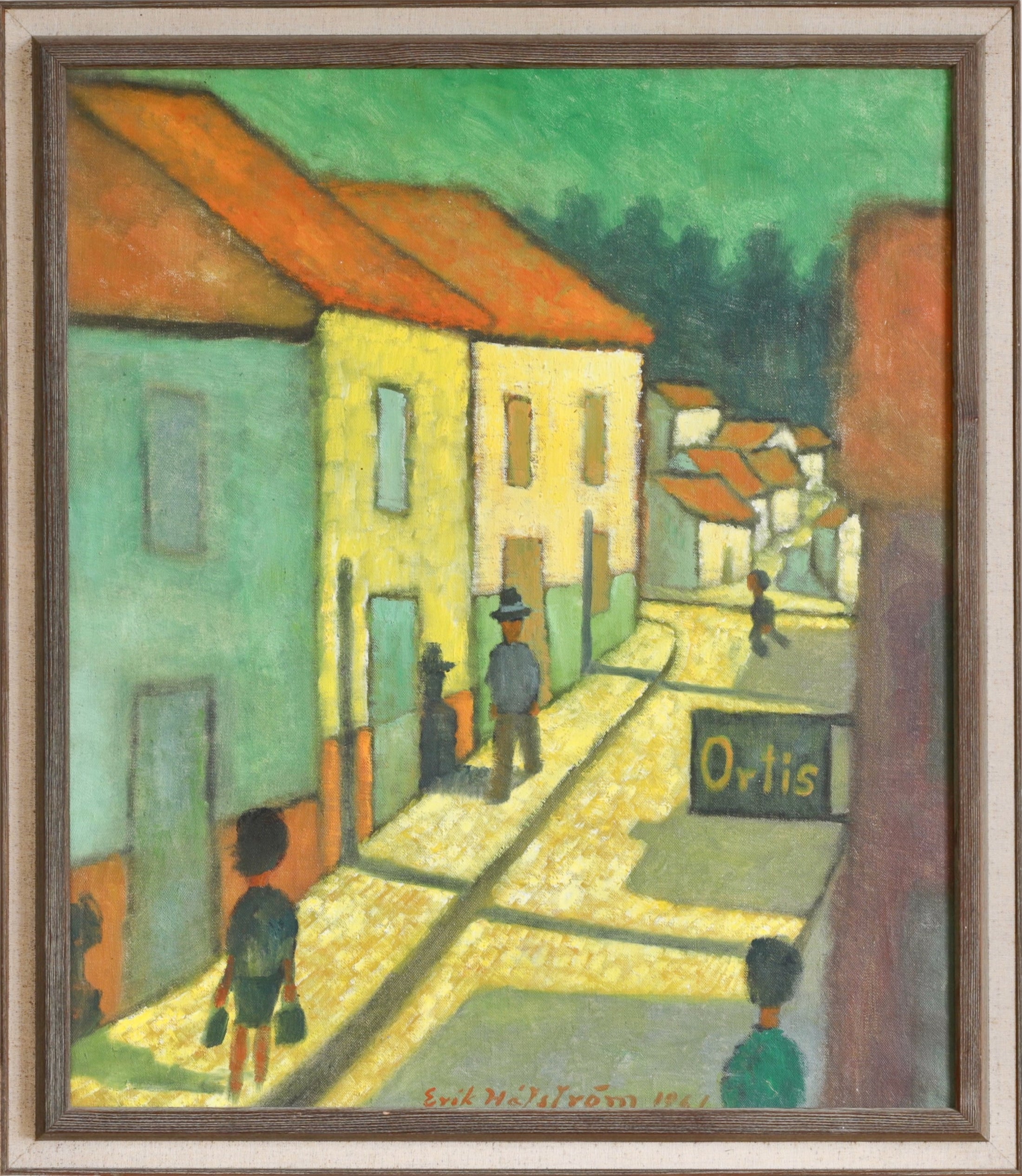 Vintage Mid Century Art Oil Painting By E Håfström From Sweden