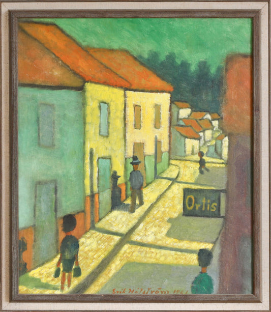 Vintage Mid Century Art Oil Painting By E Håfström From Sweden