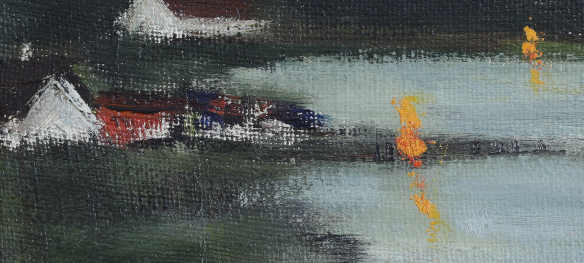 Vintage Art Room Original Vintage Coastal Oil Painting from Sweden