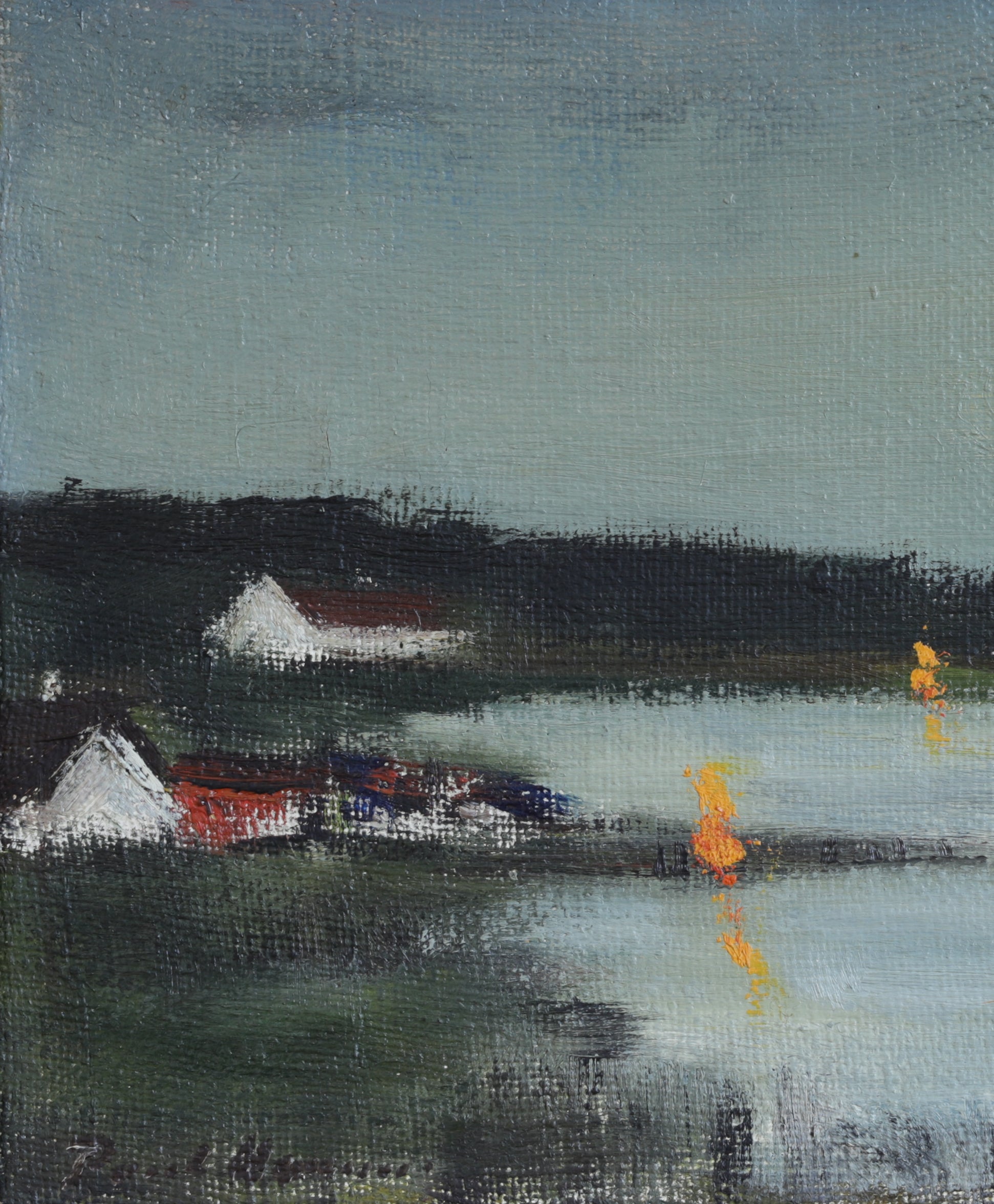 Vintage Art Room Original Vintage Coastal Oil Painting from Sweden