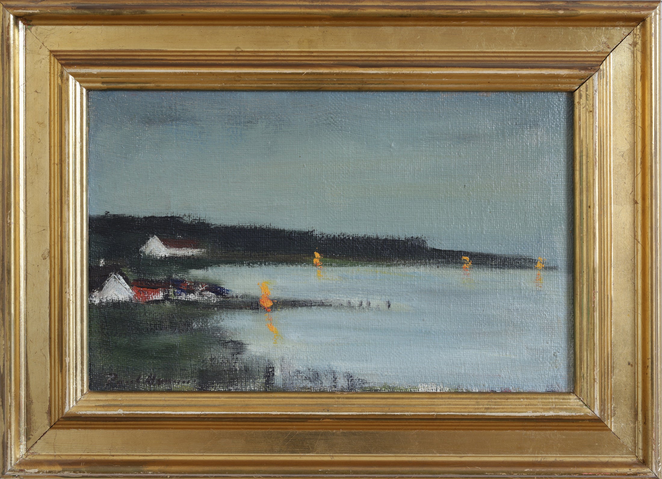 Vintage Art Room Original Vintage Coastal Oil Painting from Sweden