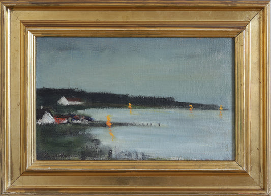 Vintage Art Room Original Vintage Coastal Oil Painting from Sweden