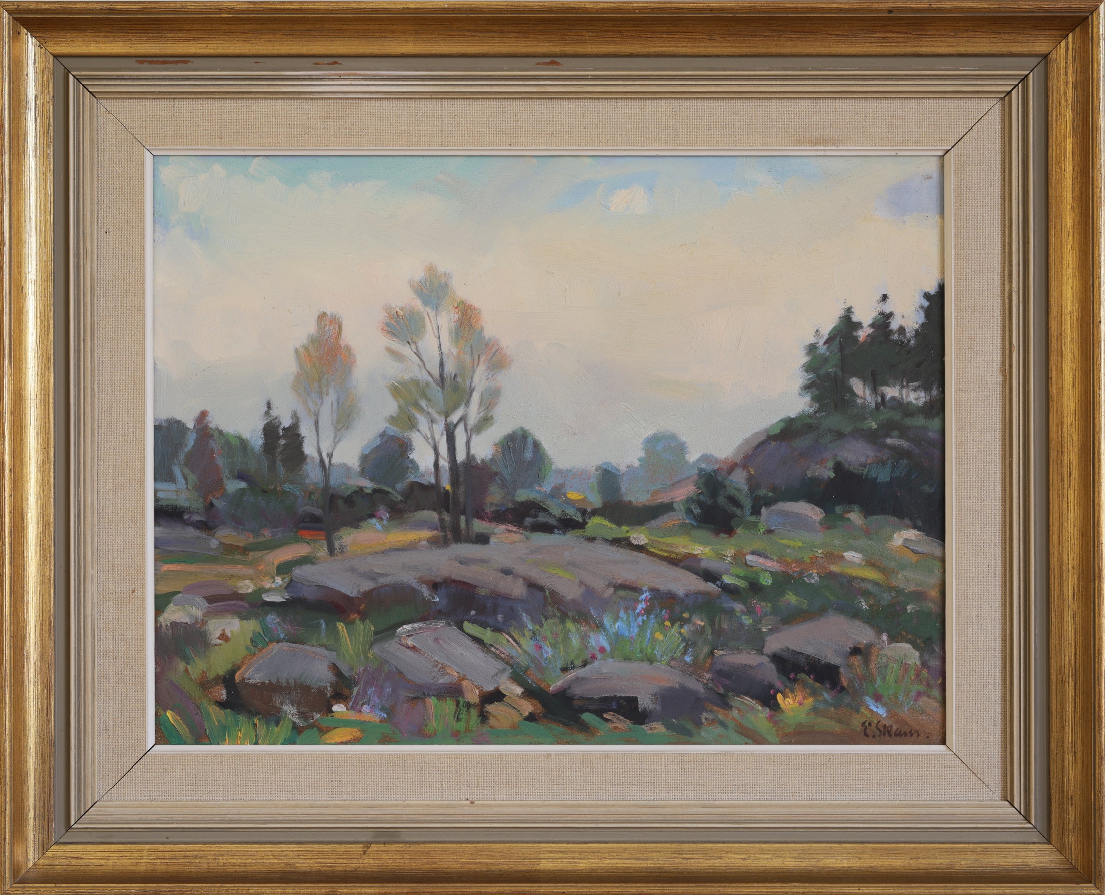 Mid Century Vintage Landscape Oil Painting By E Skans Sweden