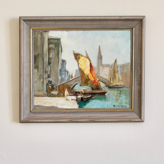 Mid Century Original Oil Painting From Sweden by K Norman