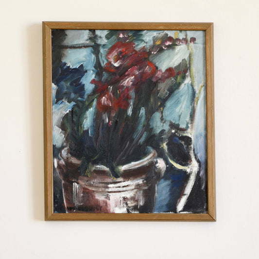 Vintage Art Room Original Oil Painting from Sweden