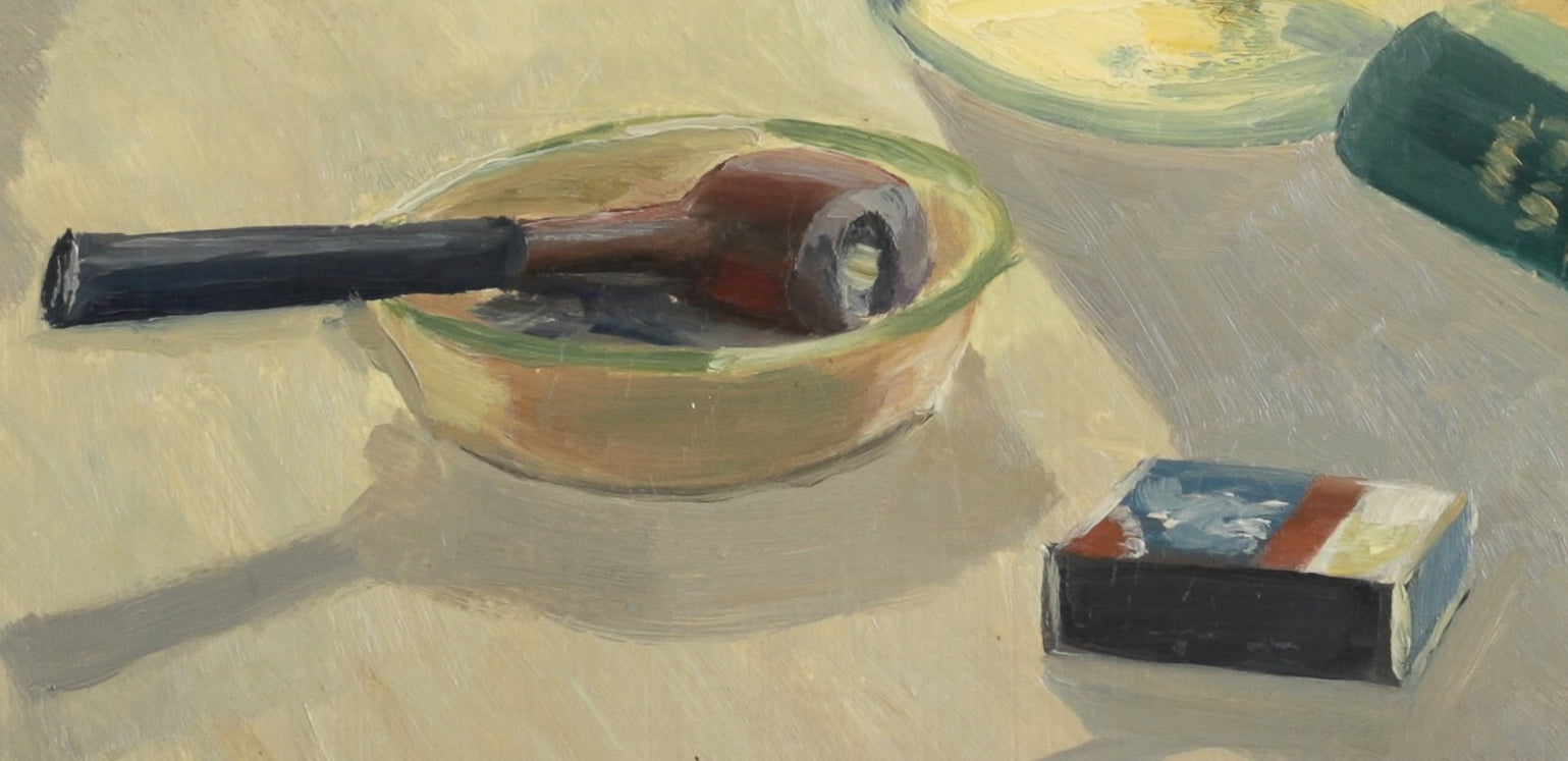 Vintage Mid Century Interior Oil Painting Dated 1955 from Sweden