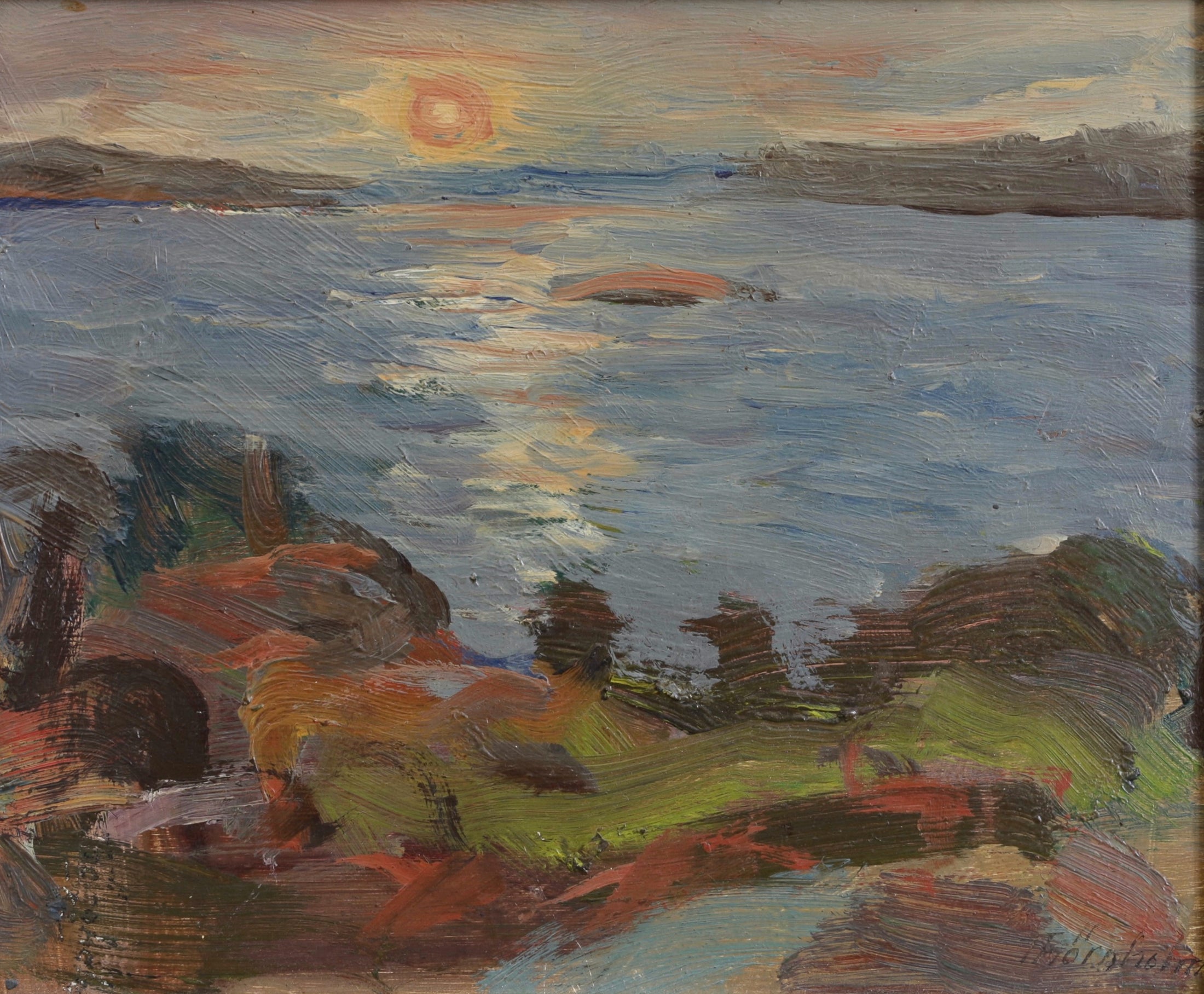 Vintage Art Original Seascape Oil Painting from Sweden