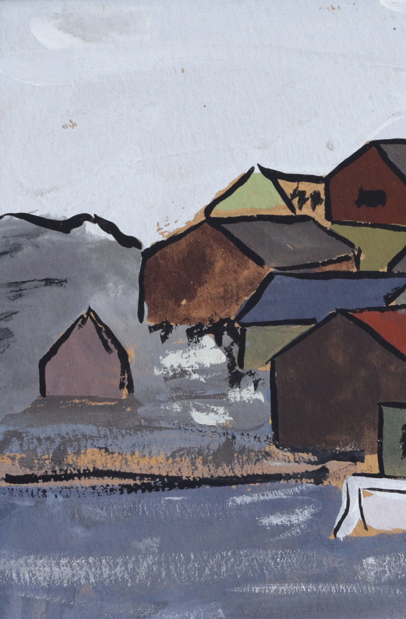 Vintage Art Room Original Coastal Scene Oil Painting from Sweden