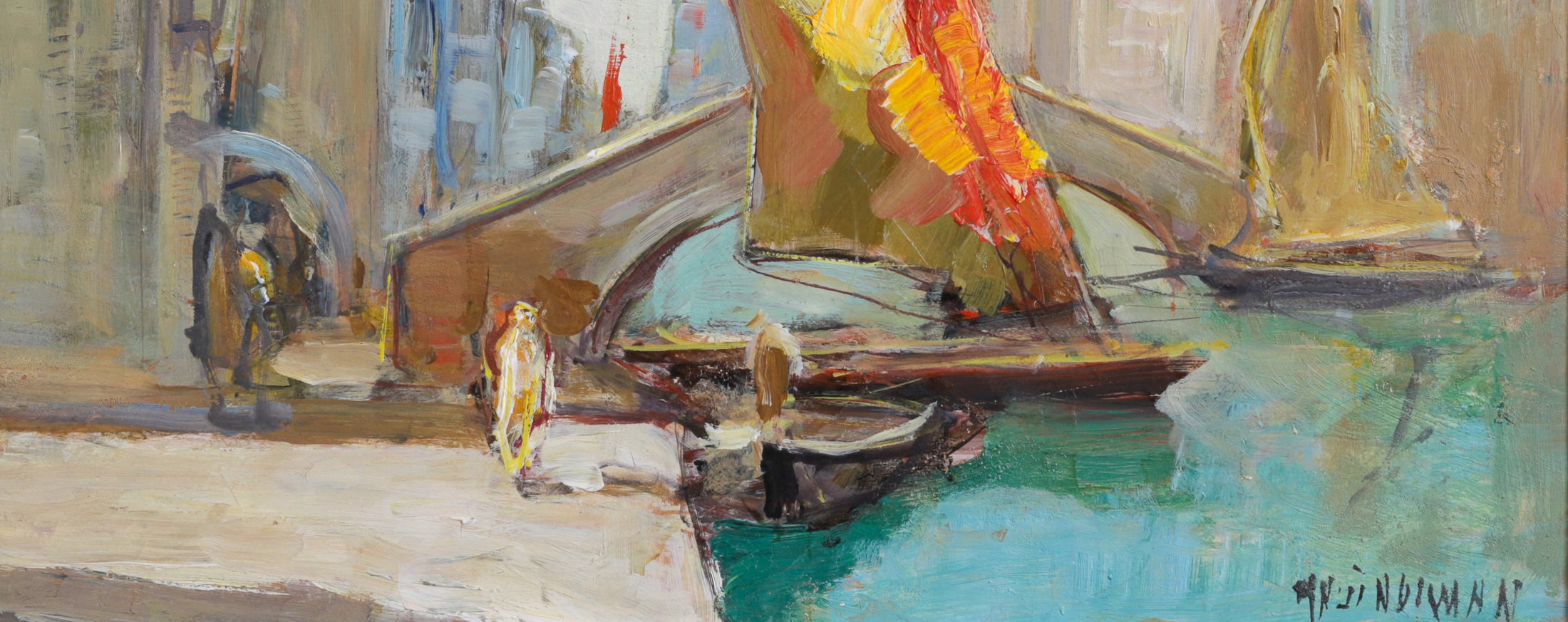 Mid Century Original Oil Painting From Sweden by K Norman