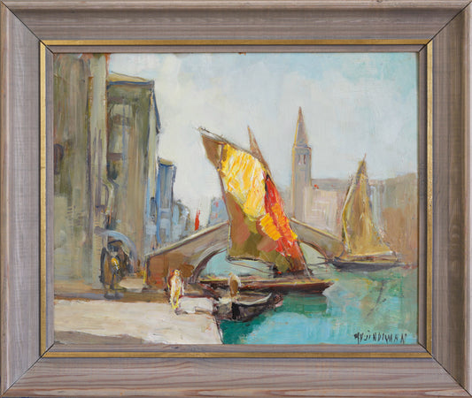 Mid Century Original Oil Painting From Sweden by K Norman