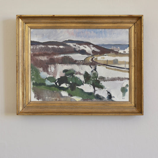 Mid Century Original Landscape Oil Painting from Sweden