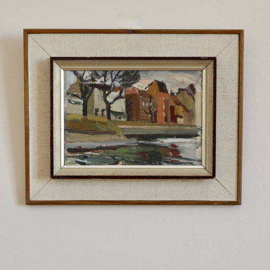 Original Mid Century Vintage Landscape Oil Painting