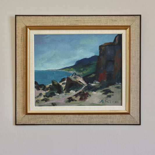 Mid Century Original Coastal Oil Painting by A Nilsson