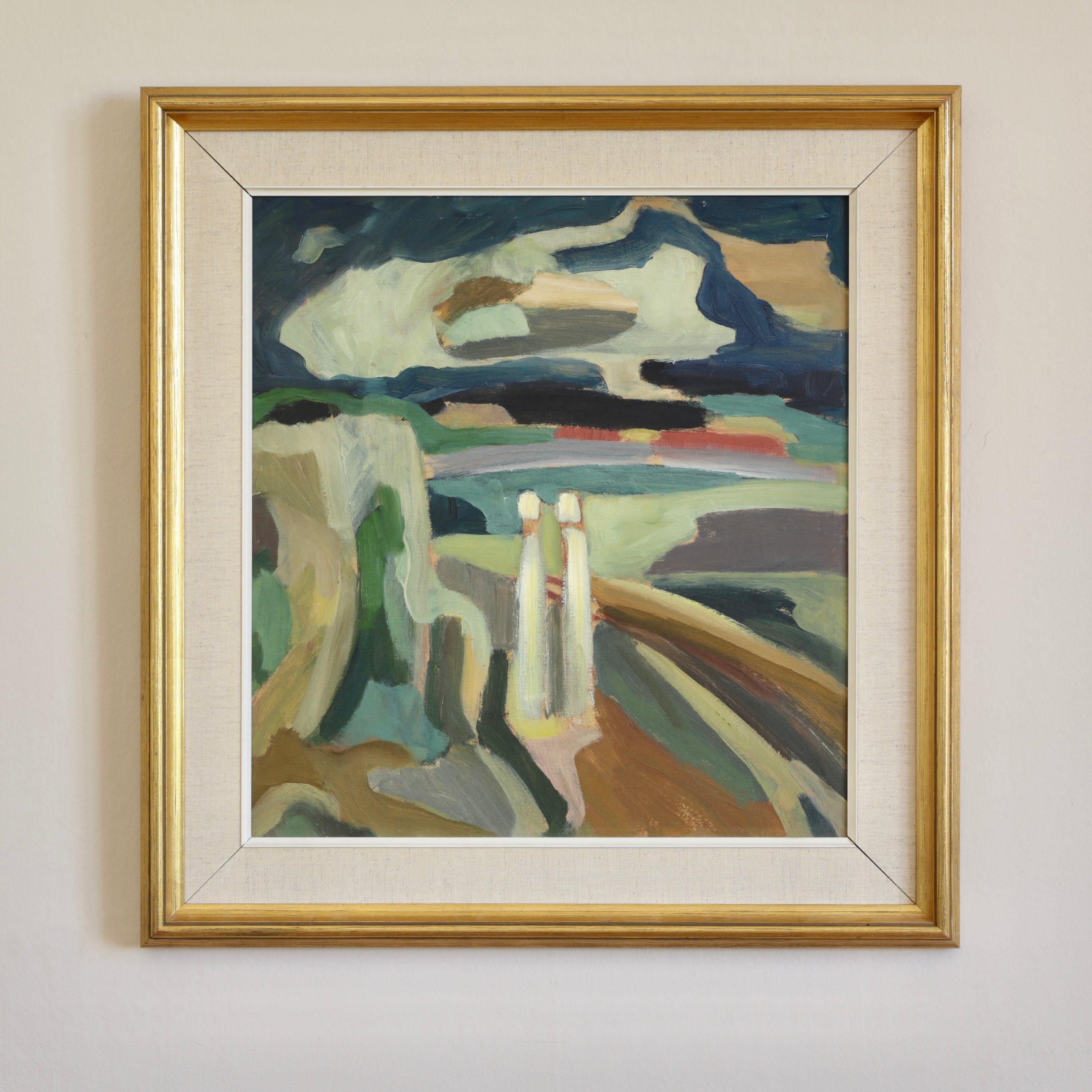 Vintage Art Original Mid Century Landscape Oil Painting