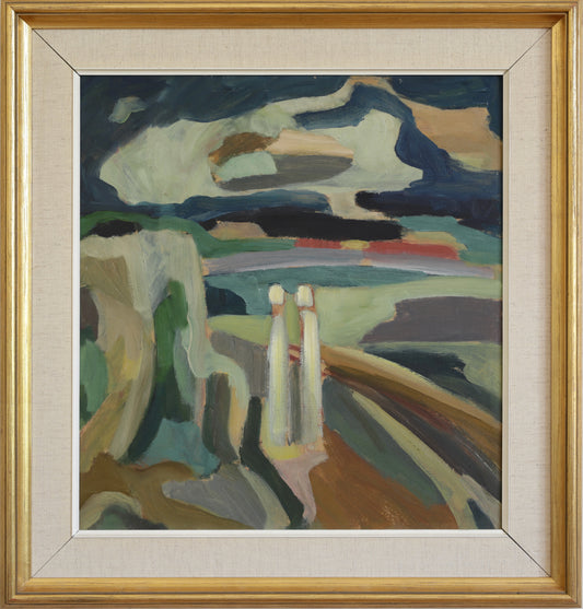 Vintage Art Original Mid Century Landscape Oil Painting