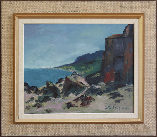 Mid Century Original Coastal Oil Painting by A Nilsson