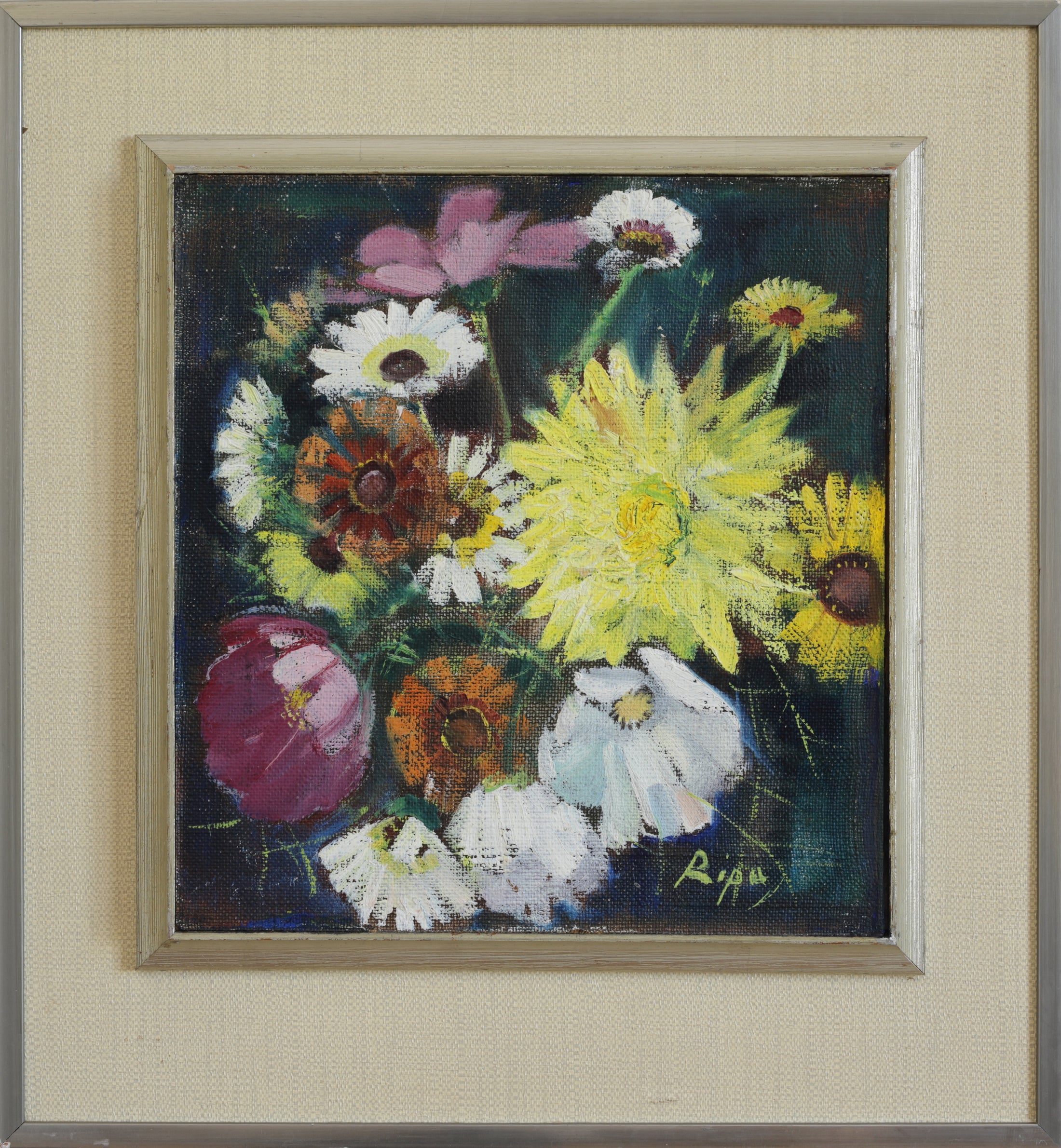 Mid Century Original Still Life Oil Painting From Sweden by H Ripa