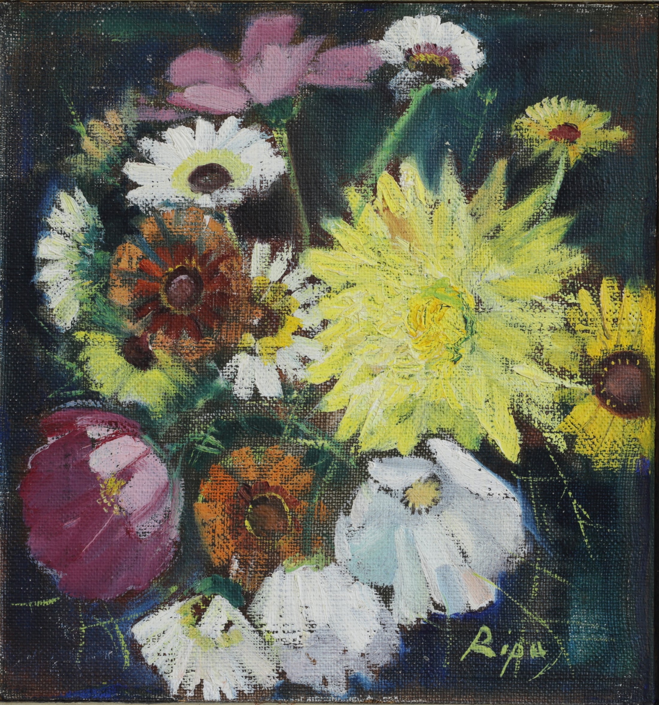 Mid Century Original Still Life Oil Painting From Sweden by H Ripa