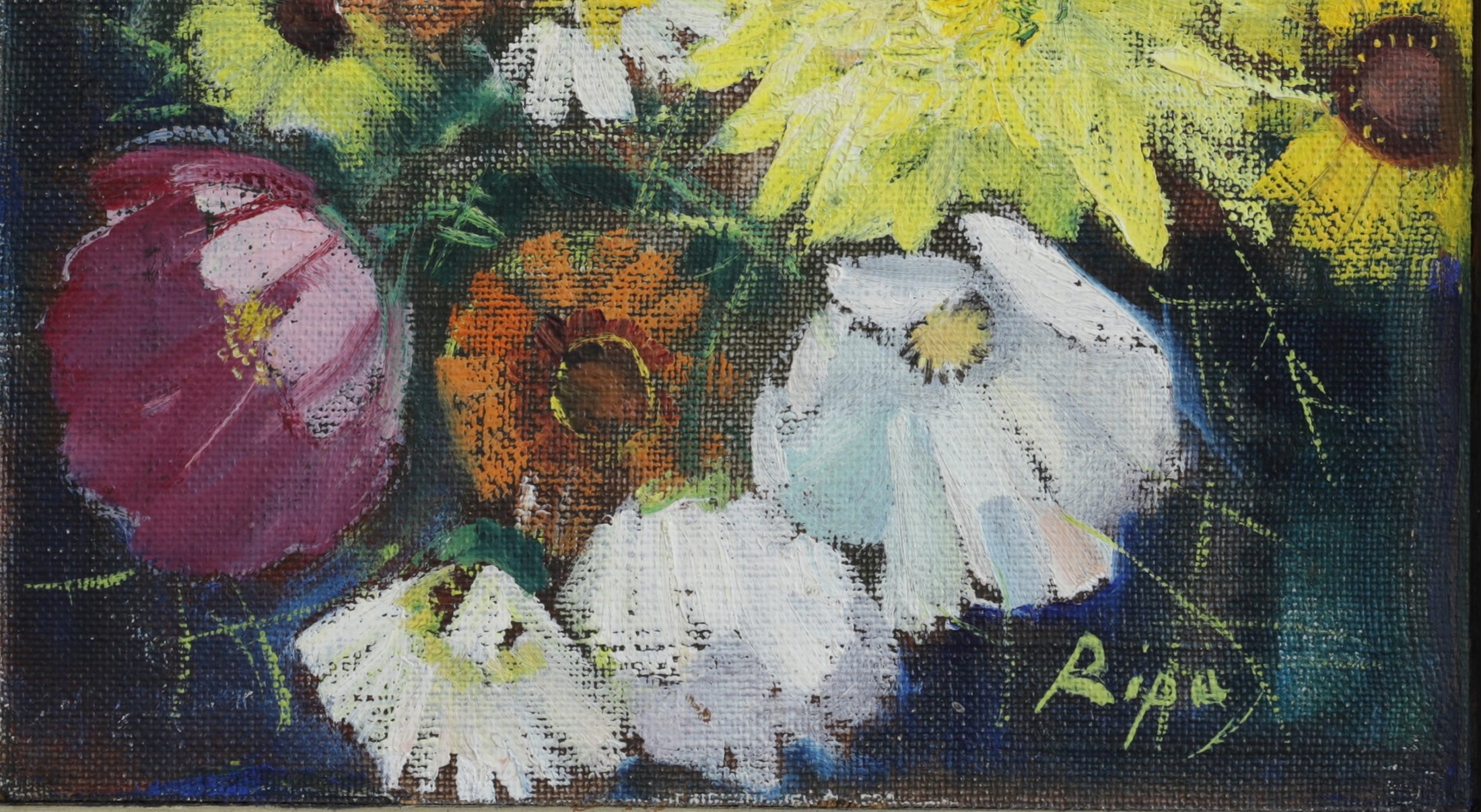 Mid Century Original Still Life Oil Painting From Sweden by H Ripa
