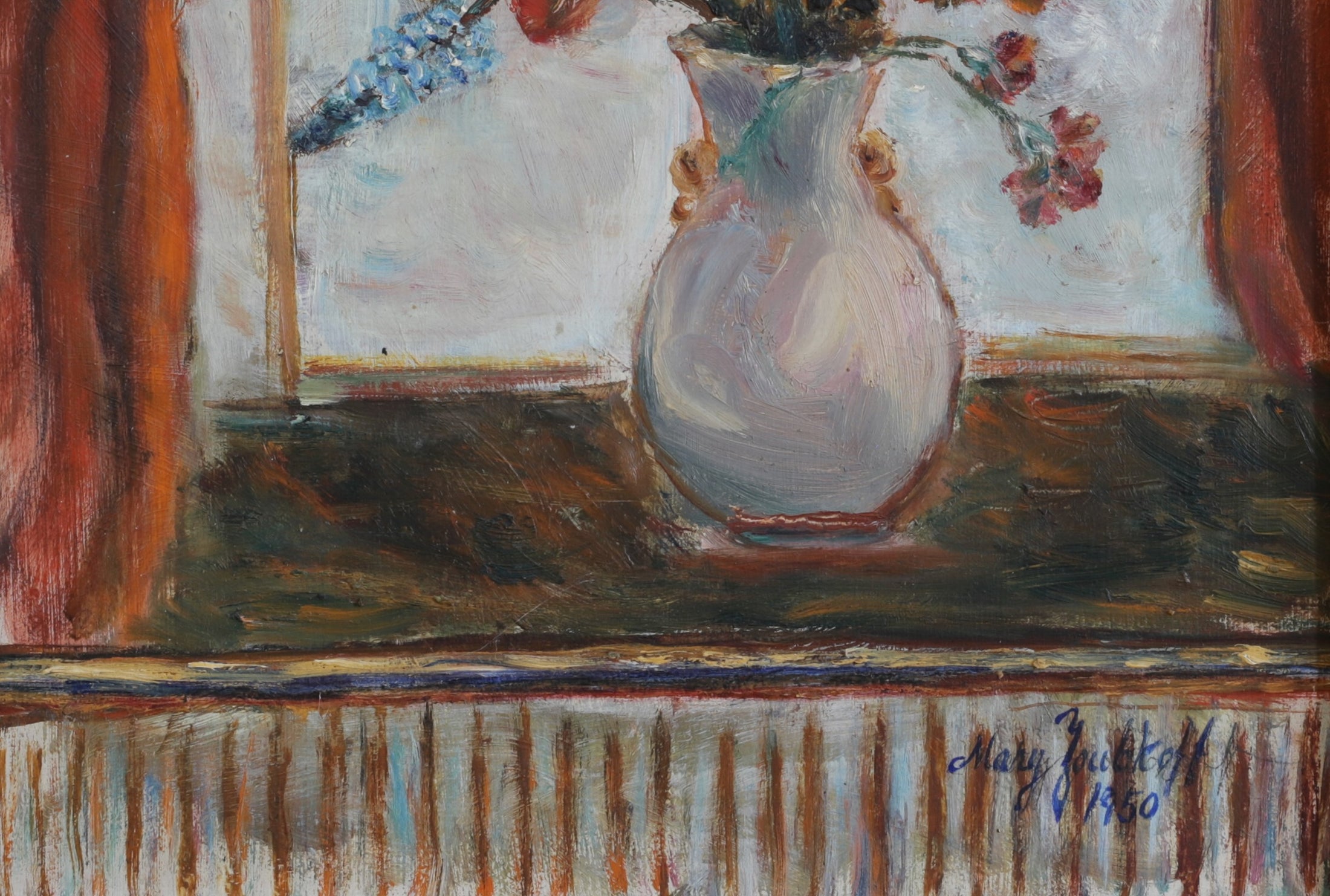 Vintage Art Room Floral Still Life Oil Painting From Sweden