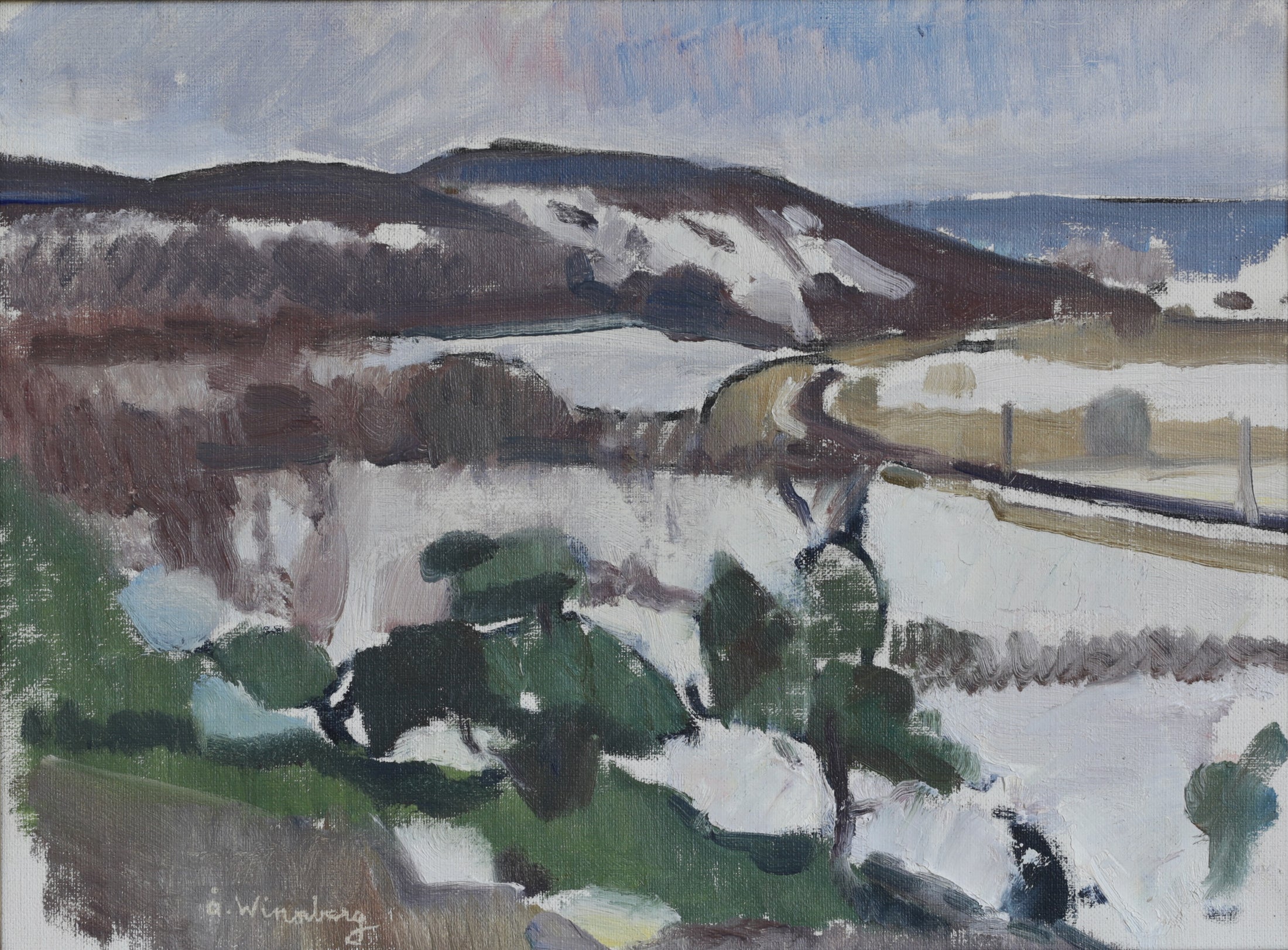 Mid Century Original Landscape Oil Painting from Sweden