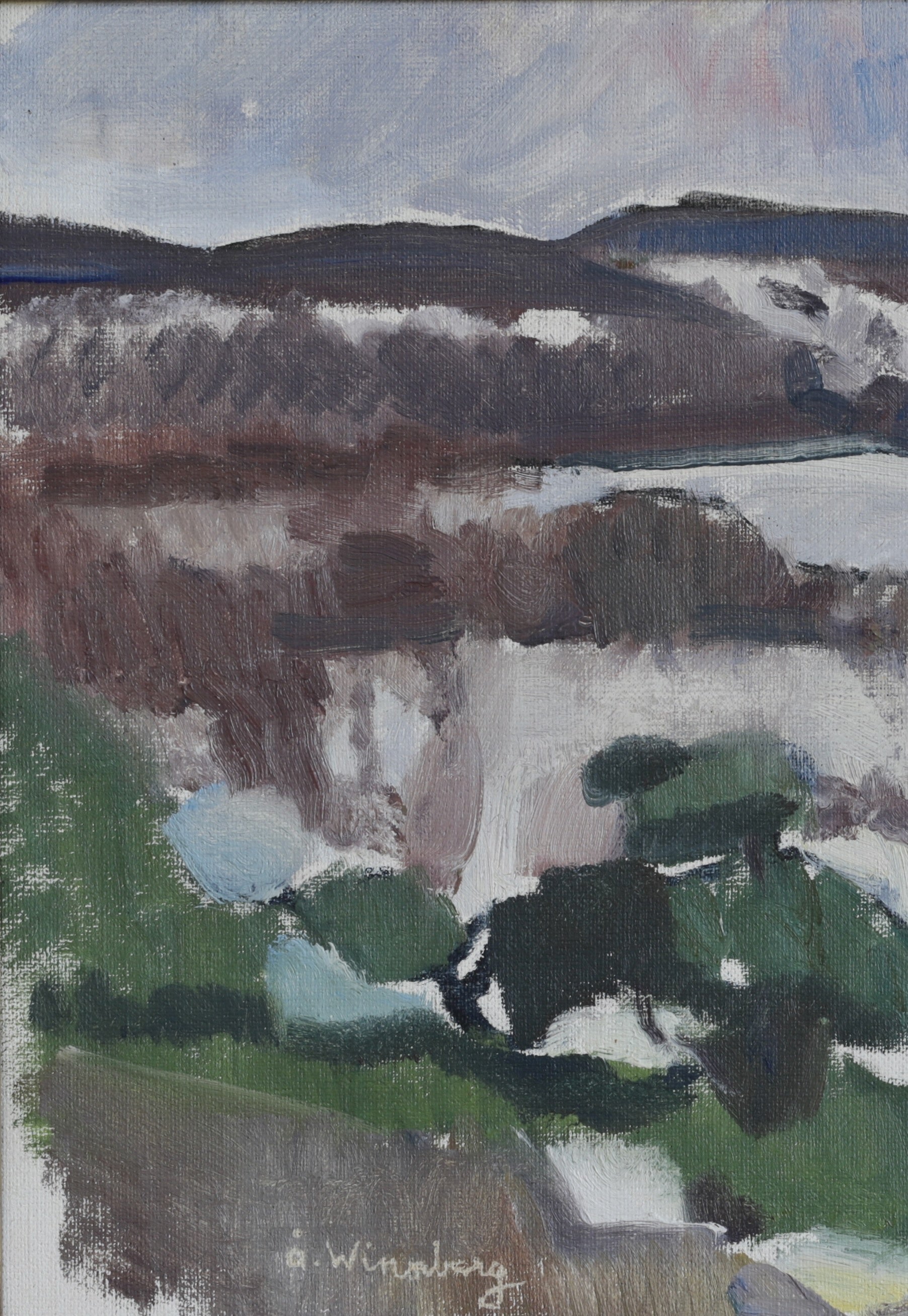 Mid Century Original Landscape Oil Painting from Sweden