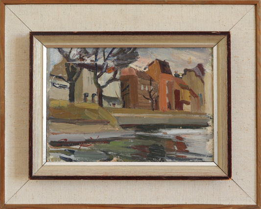 Original Mid Century Vintage Landscape Oil Painting