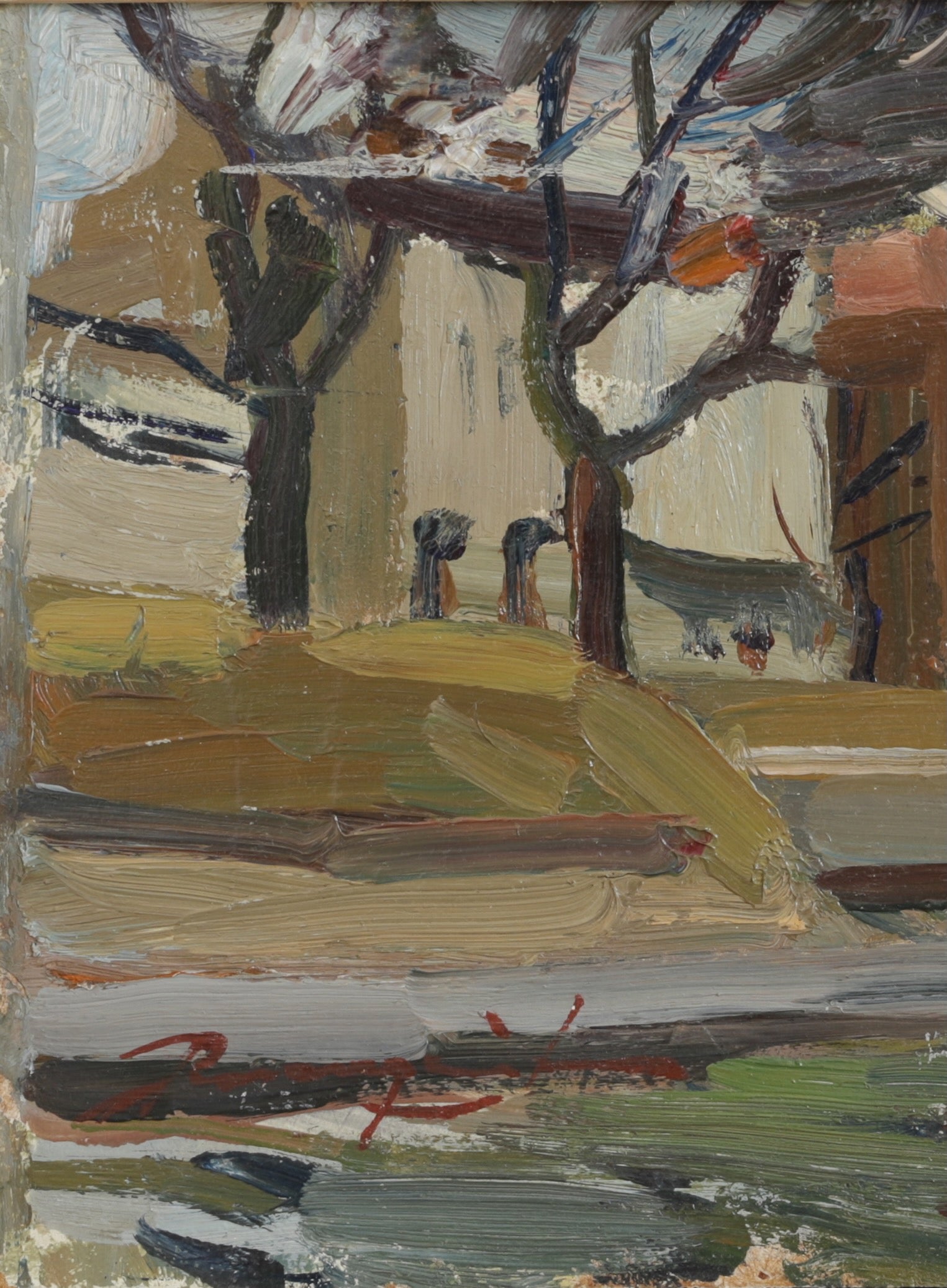 Original Mid Century Vintage Landscape Oil Painting