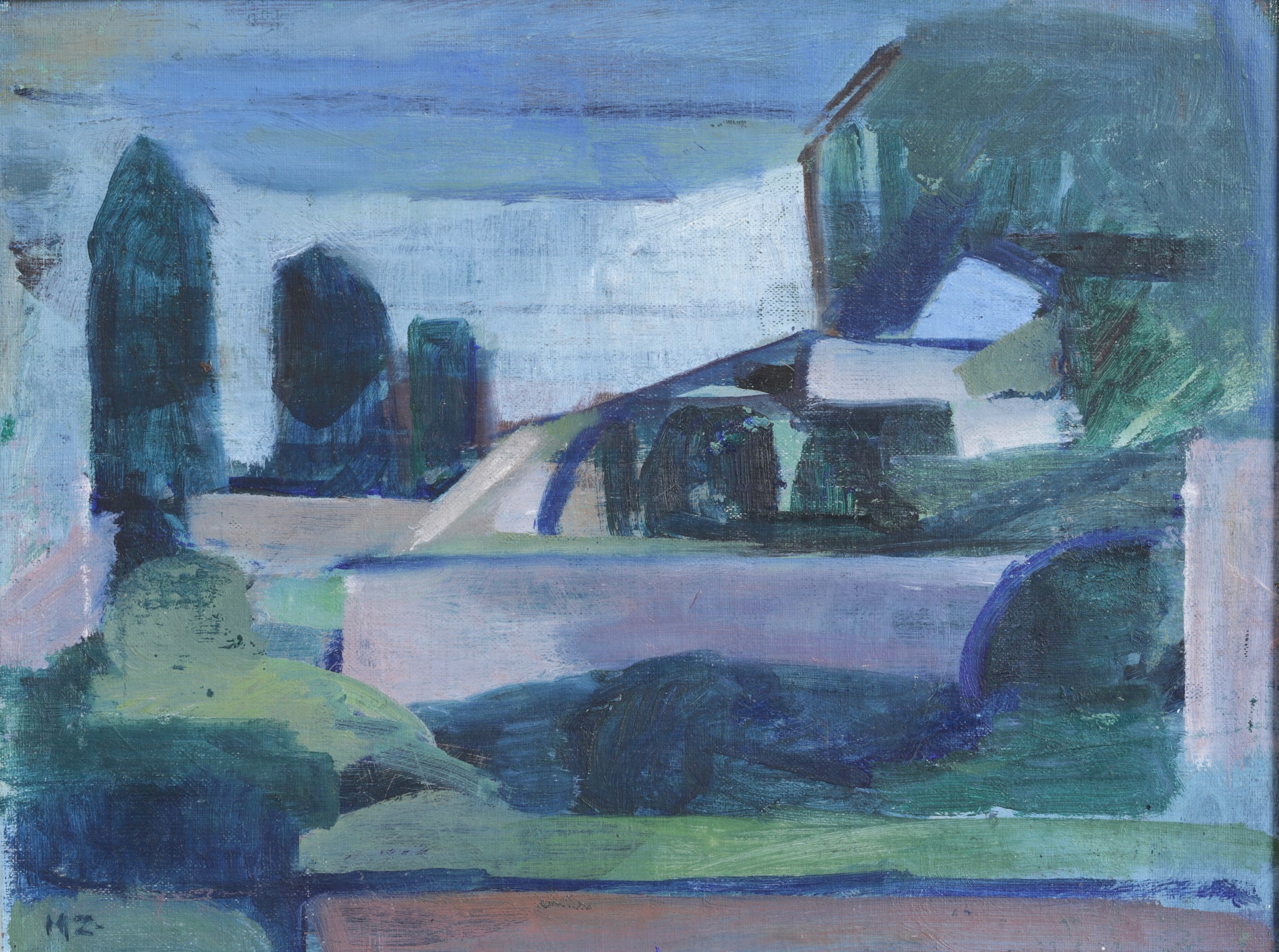 Mid Century Vintage Original Landscape Oil Painting