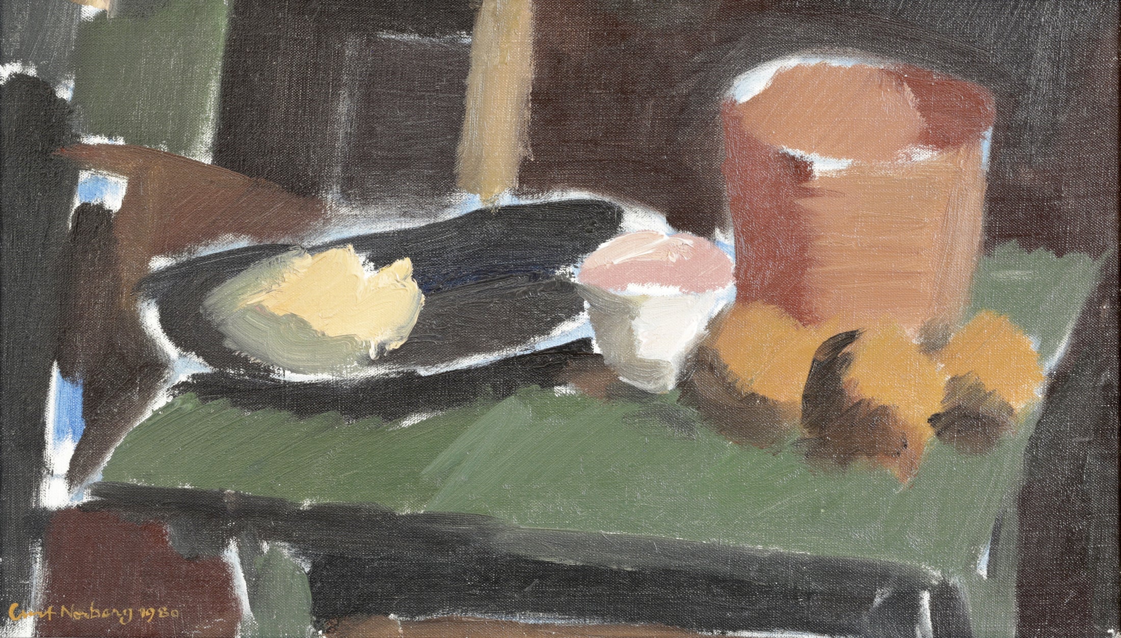 Vintage Art Room Kitchen Still Life Oil Painting From Sweden