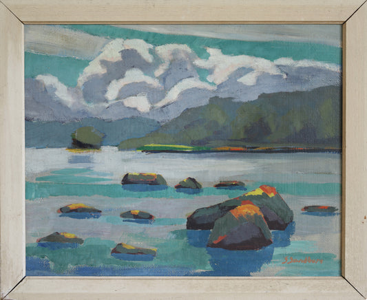 Vintage Mid Century Oil Painting From Sweden by S Sandberg