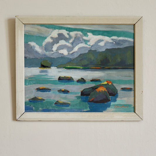 Vintage Mid Century Oil Painting From Sweden by S Sandberg