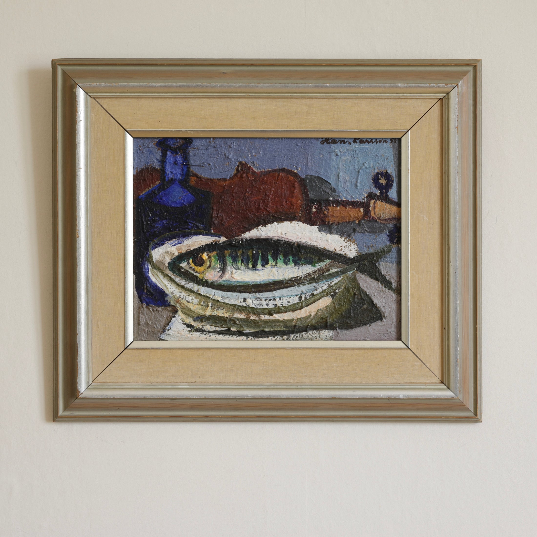 Vintage Art Still Life Mid Century Oil Painting From Sweden