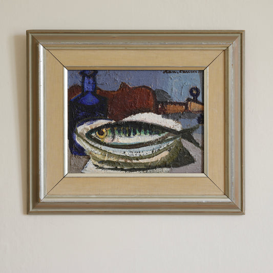 Vintage Art Still Life Mid Century Oil Painting From Sweden
