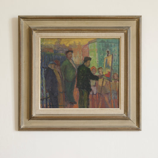Vintage Art Room Oil Painting From Sweden by M Wallin 1950's