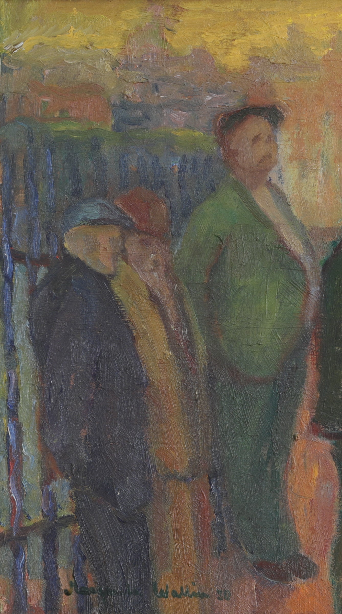 Vintage Art Room Oil Painting From Sweden by M Wallin 1950's