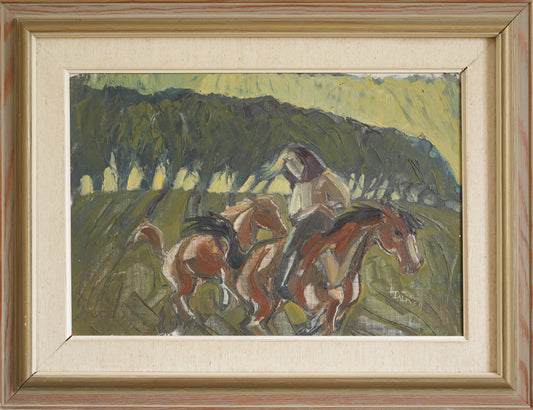 Vintage Art Mid Century Original Oil Painting Landscape from Sweden 1959