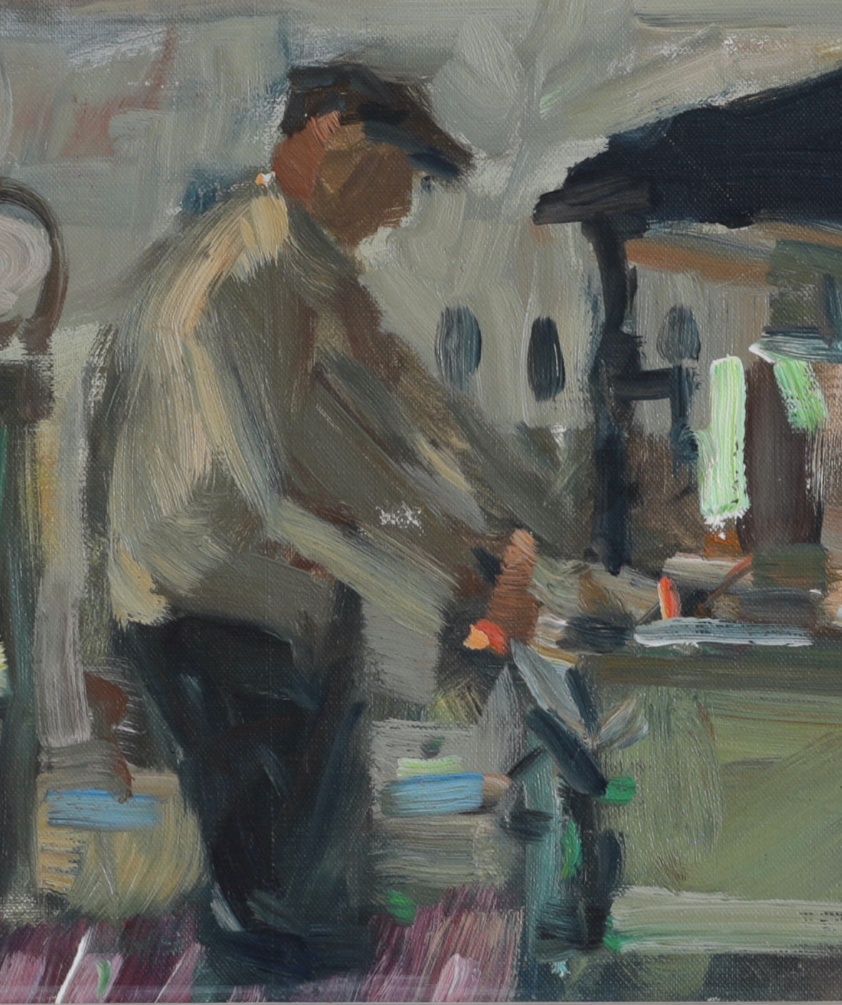 Vintage Mid Century Interior Oil Painting from Sweden