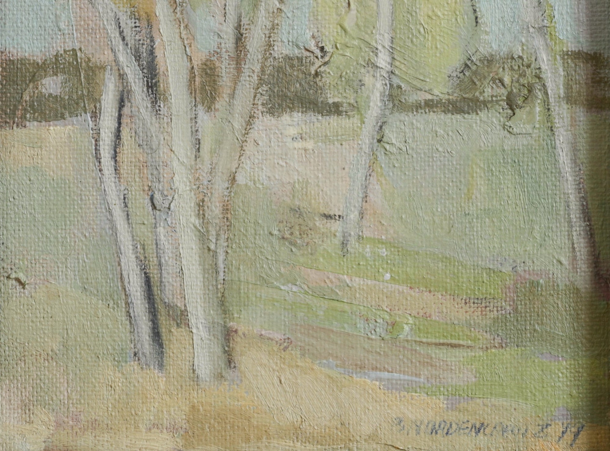 Original Oil Painting Vintage Landscape Mid Century from Sweden 1949