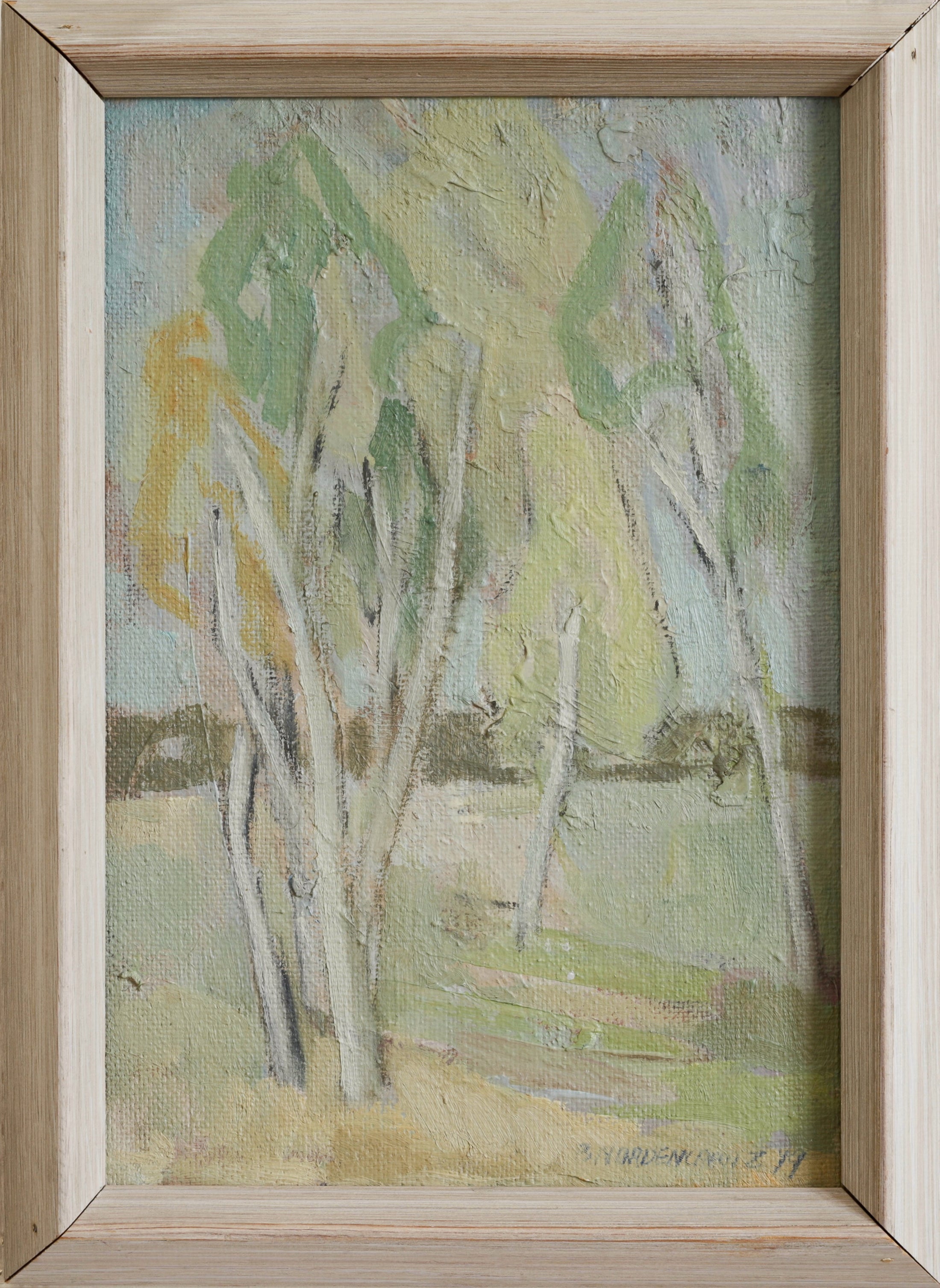 Original Oil Painting Vintage Landscape Mid Century from Sweden 1949