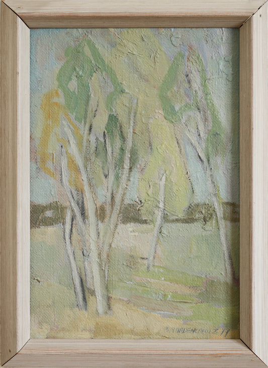 Original Oil Painting Vintage Landscape Mid Century from Sweden 1949