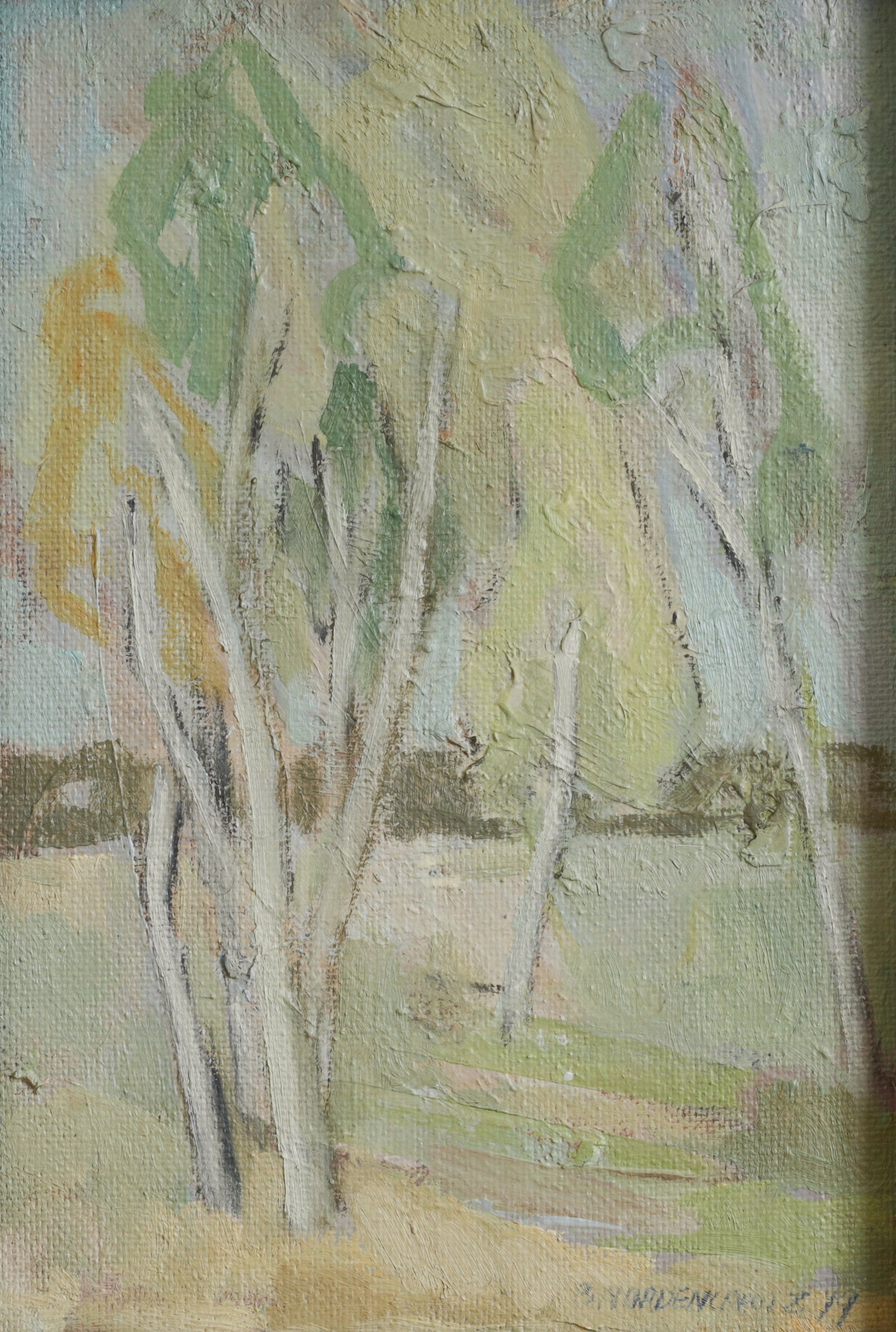 Original Oil Painting Vintage Landscape Mid Century from Sweden 1949