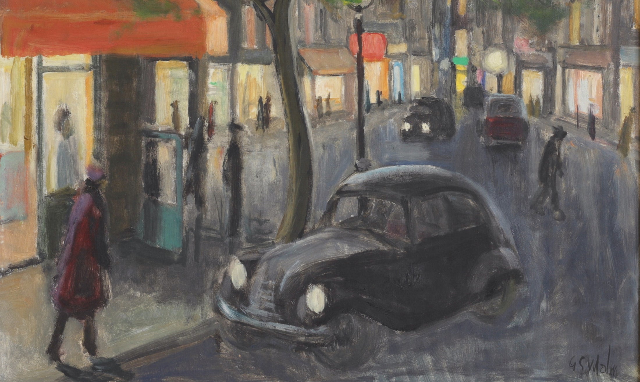Mid Century Original Parisian Cityscape Oil Painting from Sweden 1940's