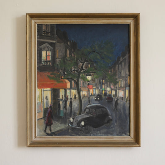 Mid Century Original Parisian Cityscape Oil Painting from Sweden 1940's