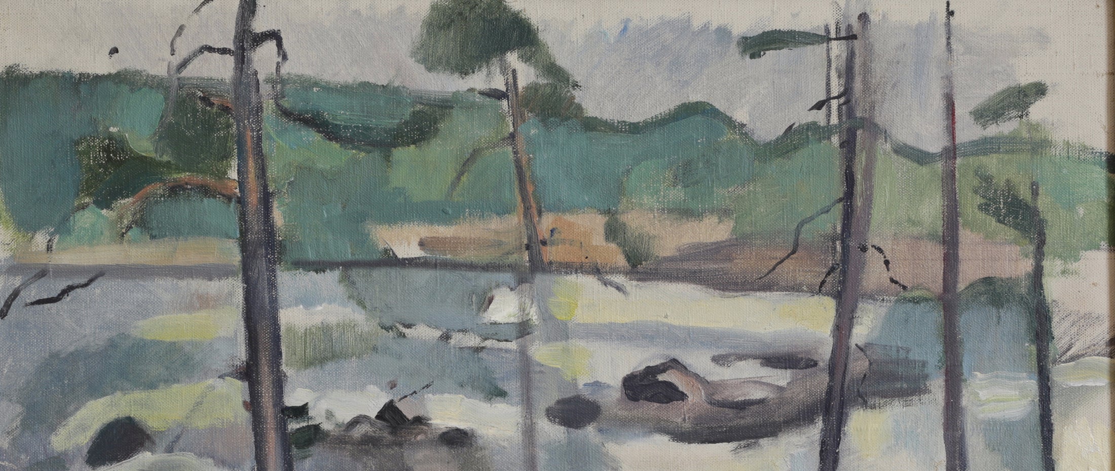 Vintage Mid Century Original Landscape Oil Painting from Sweden