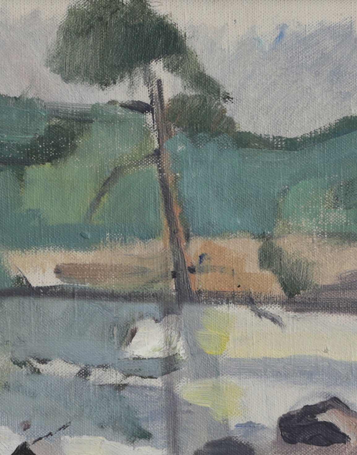 Vintage Mid Century Original Landscape Oil Painting from Sweden