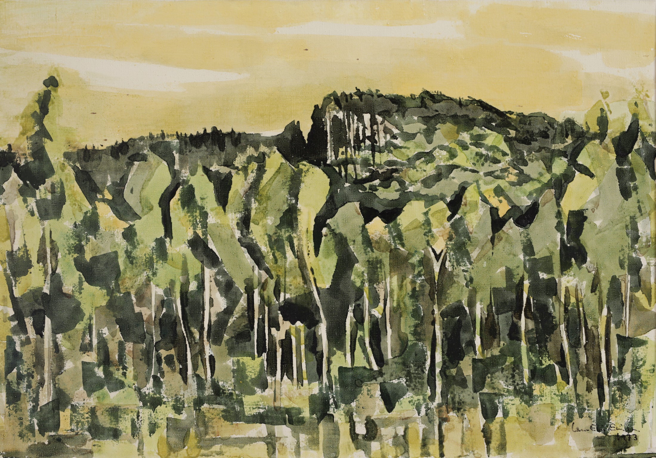 Vintage Art Mid Century Original Oil Painting Landscape from Sweden