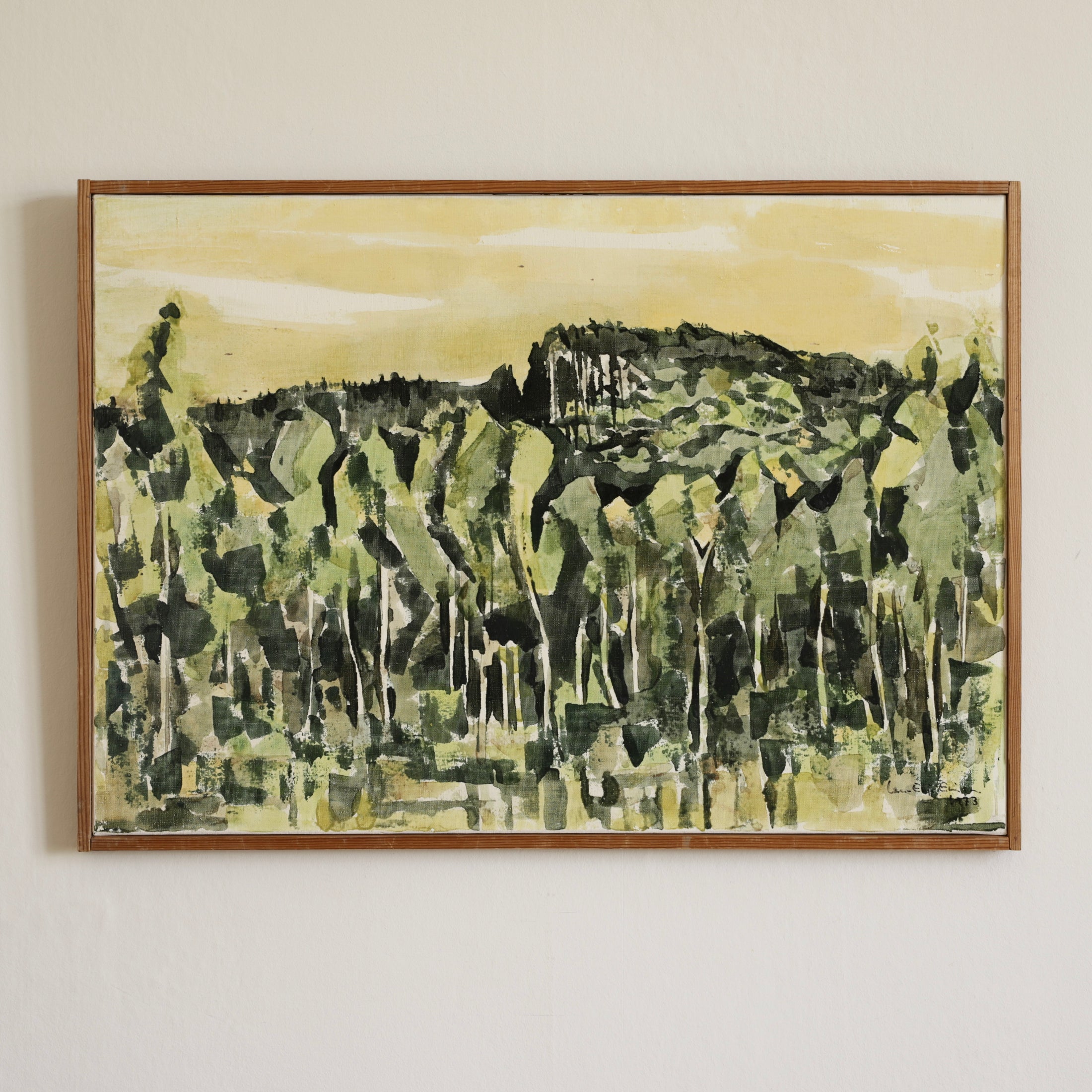 Vintage Art Mid Century Original Oil Painting Landscape from Sweden