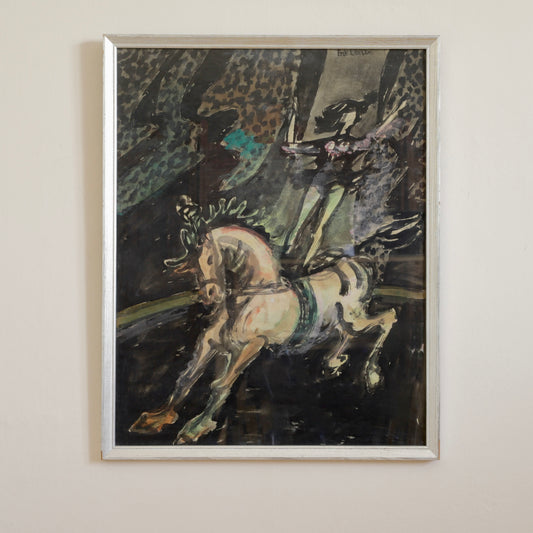 Mid Century Vintage Original Circus Painting from Sweden